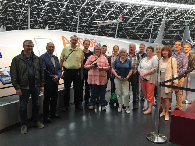 The Hamburg group in front of the A300B in the Aeroscopia Museum